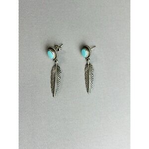 Sterling Silver Feather Southwestern Dangle Earrings .925 Jewelry